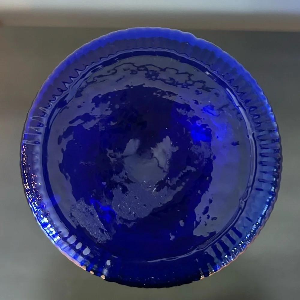 Vintage Cobalt Blue Pilgrim Glass Ribbed Empire Vase
